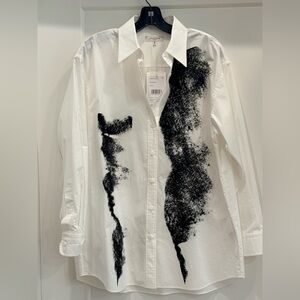 Lafayette 148 New York Black and White Abstract Shirt